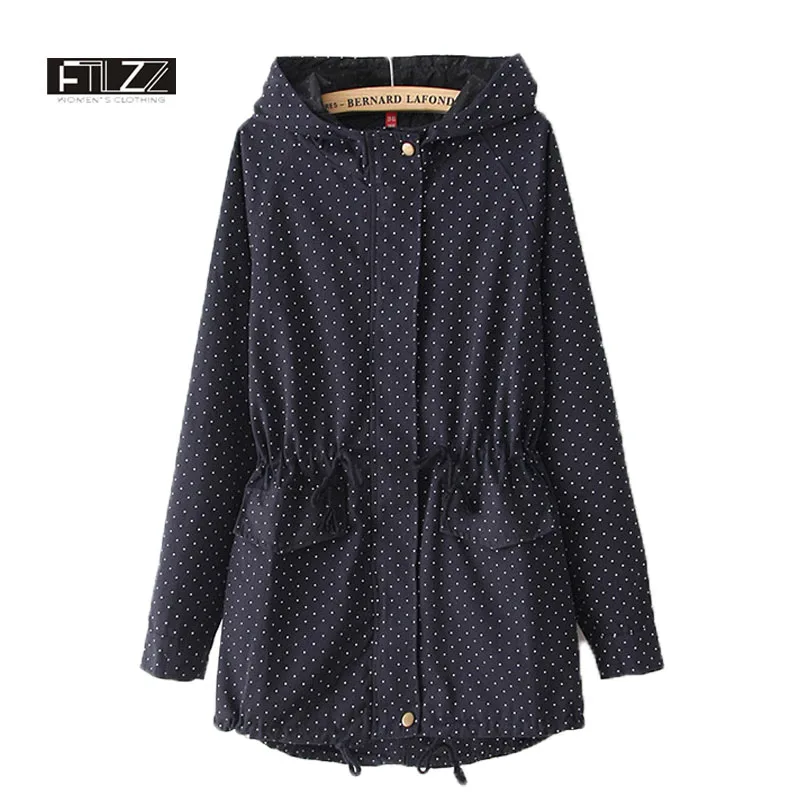

Women Spring Autumn Trench Coat Casaco Feminino New 2018 Female Overcoat Fashion Woman Casual Dot Print Slim Long Windbreaker