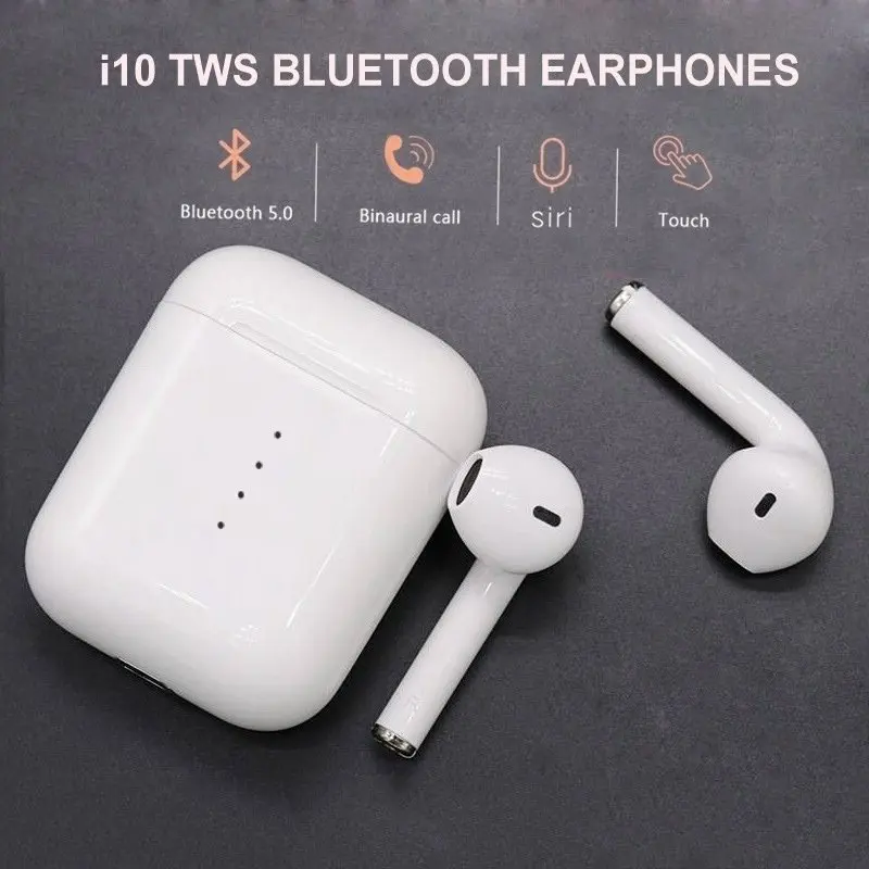 

2019 New i10 TWS V5.0 True Wireless Stereo Bluetooth Earbuds Twins in-Ear Headset Touch control Charging case for all smartphone