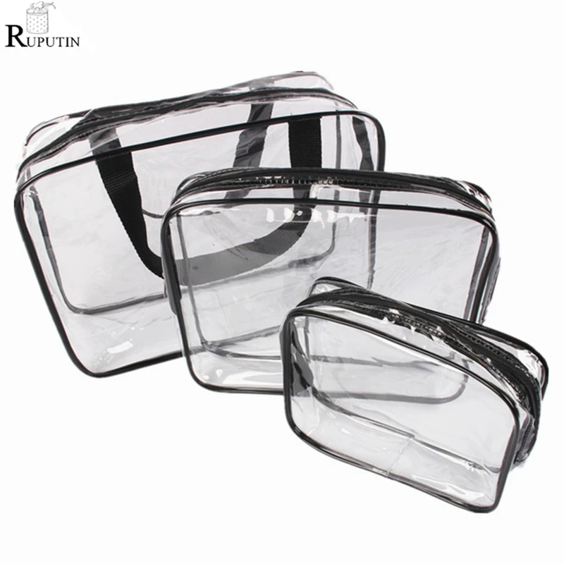 

Transparent Women Cosmetic Storage Bag Waterproof Swim Clothes Storage Box PVC Travel Zipper Organizer Bath Toiletries Wash Bags