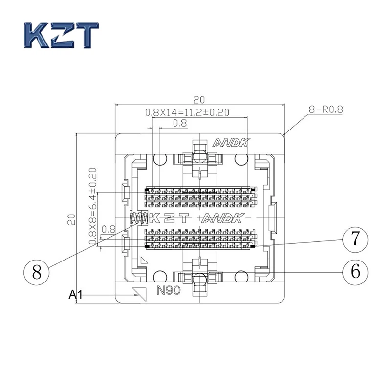 

DDR2-0.8-60pin Burn in Test Socket Ball Pin Pitch 0.8mm DDR DIMM DRAM for DDR manufacturer