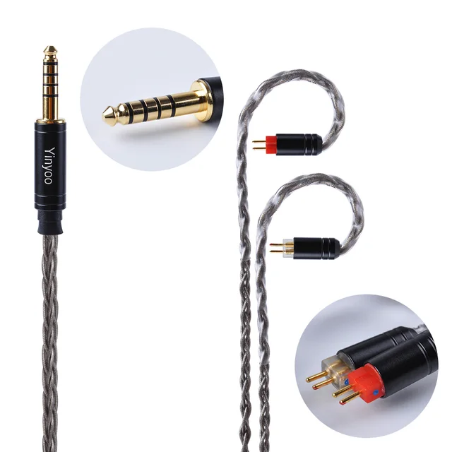Yinyoo Brown 8 Core Silver Plated Upgraded Cable 2.5/3.5/4.4mm Balanced Cable With MMCX/2pin Connector For HQ5 HQ6 ZS10 ZS6 ES4