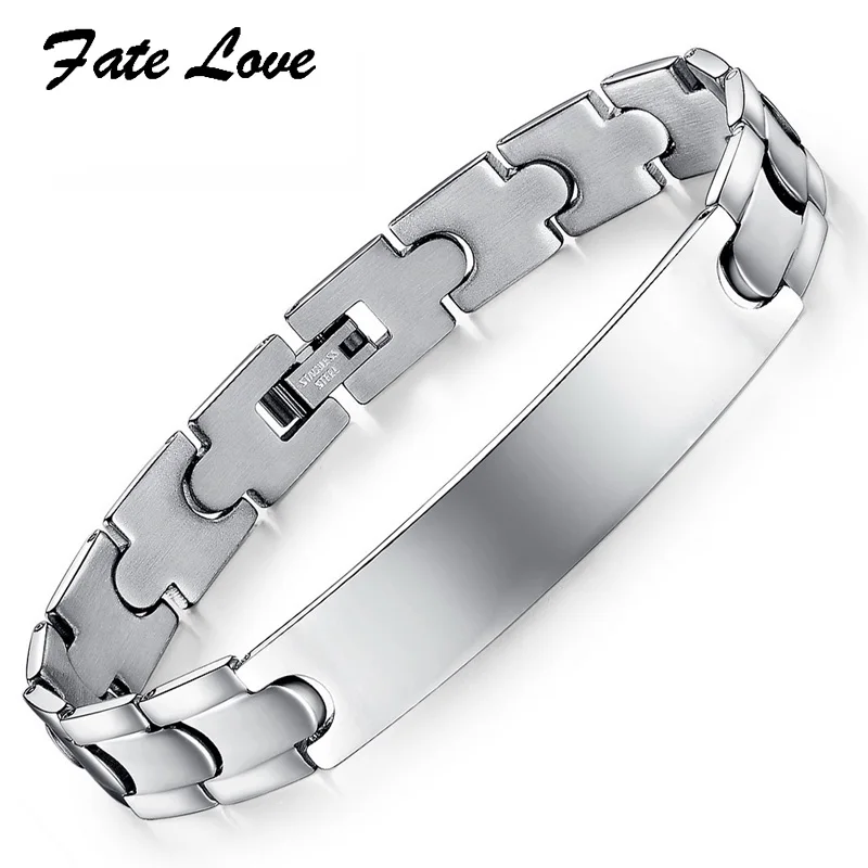 Fate Love персональная гравировка классический мужской ID браслет 316L браслеты из
