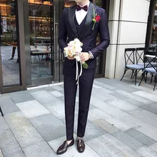 Костюм жениха костюм корейской версии самовыращивания тонкий мужской костюм случайные брюки из трех частей