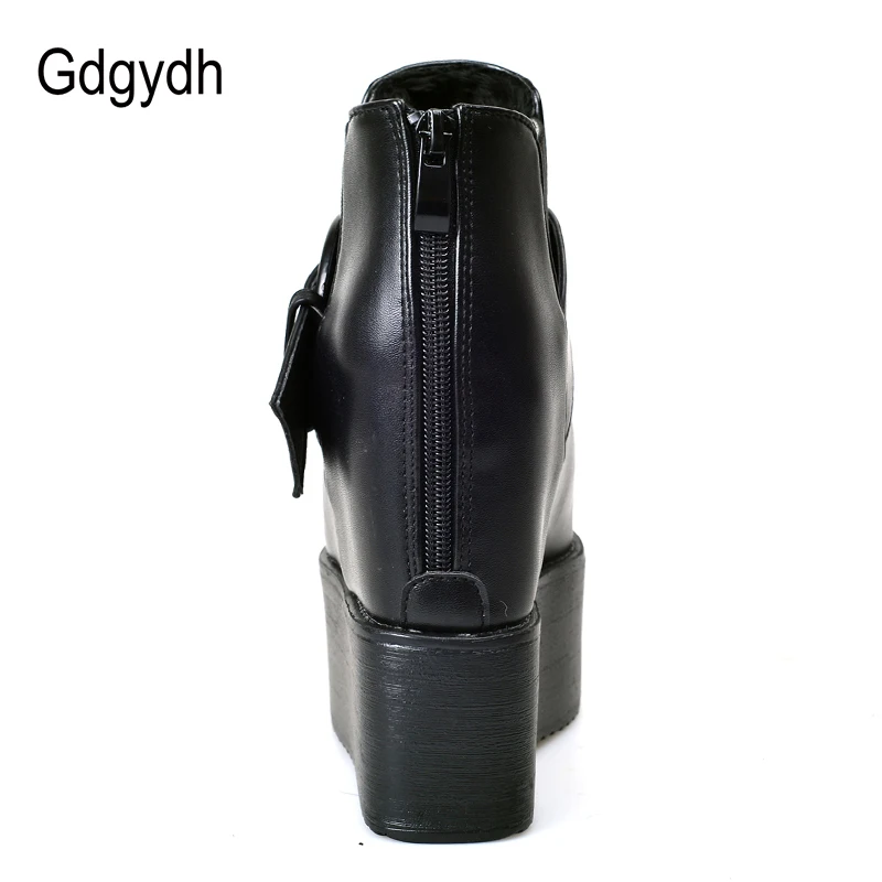 Женские ботильоны на платформе Gdgydh черные высоком каблуке с пряжкой и молнией