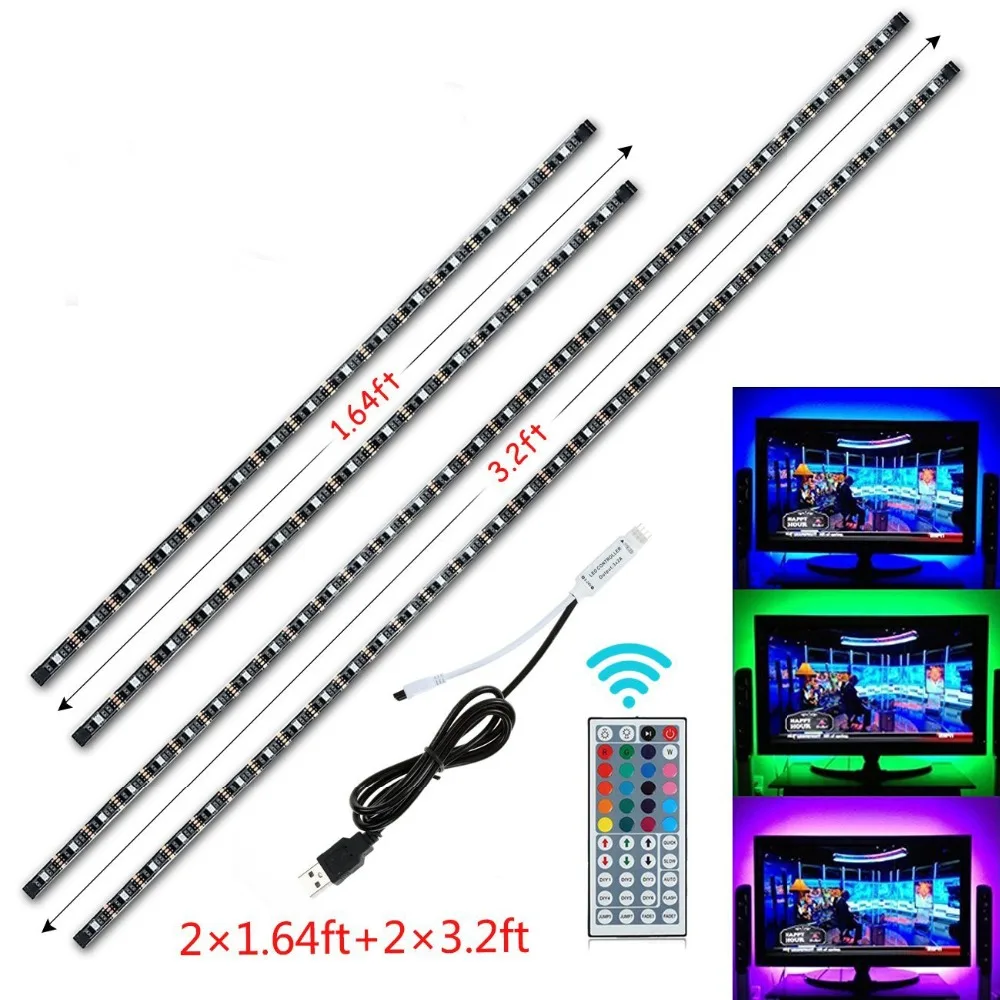 USB питание 5 в RGB гибкая Светодиодная лента 5050 SMD клейкая для компьютера ТВ фон