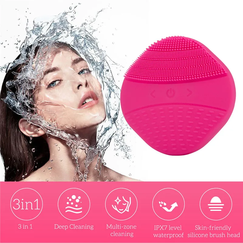 

CkeyiN 2 In 1 Silicone Face Cleanser Handheld Massager Facial Brush for Deep Cleansing Handheld Mat Scrubber for Skin Care