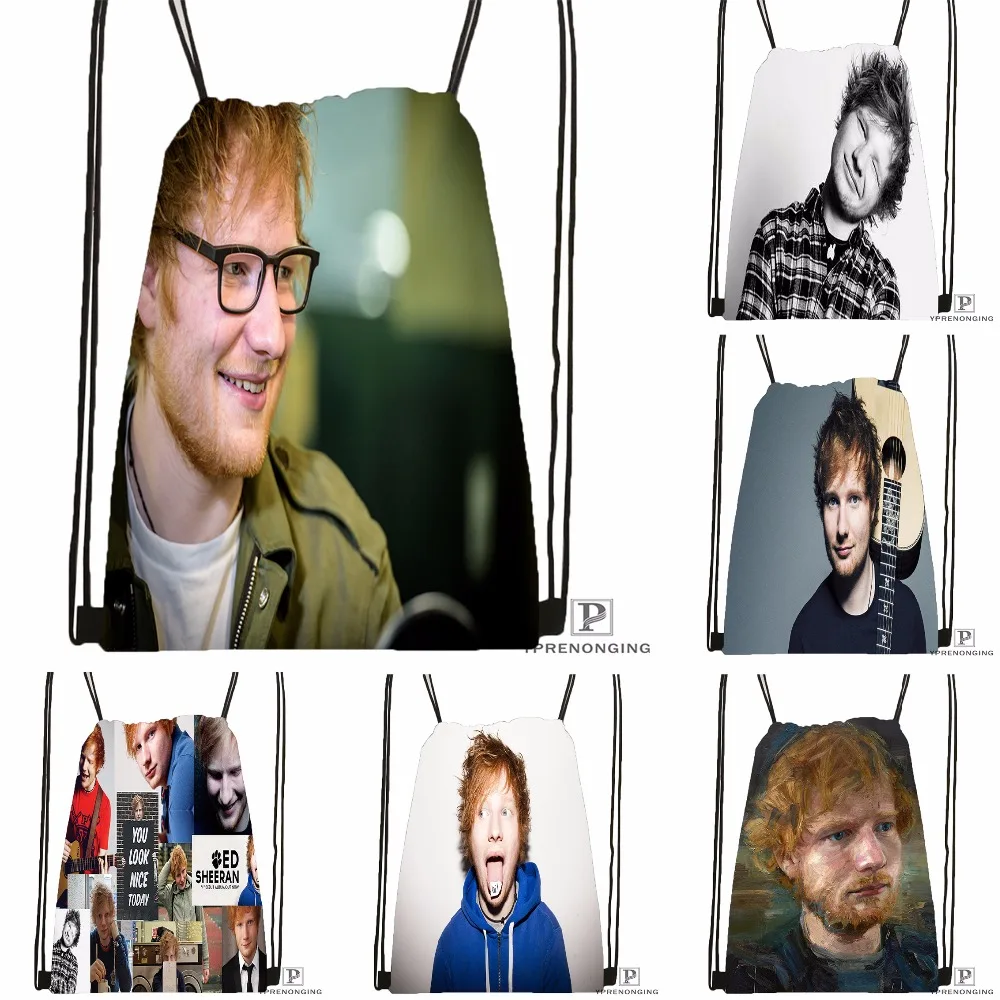 Custom Ed Sheeran Drawstring Backpack Bag for Man Woman Cute Daypack Kids Satchel Black Back 31x40cm