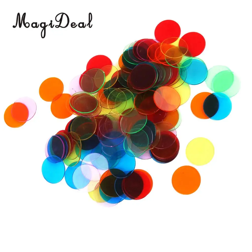 MagiDeal 120Pcs PRO Count Bingo Chips Markers for Bingo Game Cards 3cm 6 Colors Pocker Chips Fun Family Games Supplies Accessory