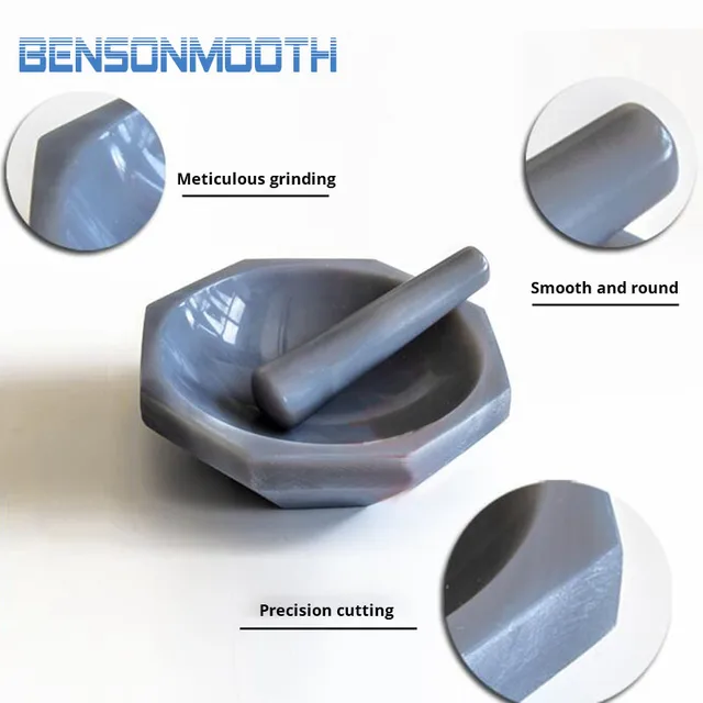 Natural Agate Mortar and Pestle ID=100 mm 3" OD=113 mm Lab Grindingin