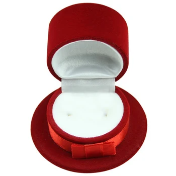 

Topper Flocking Rings Jewelry Box Earring Ear Stud Case Gift Container Red