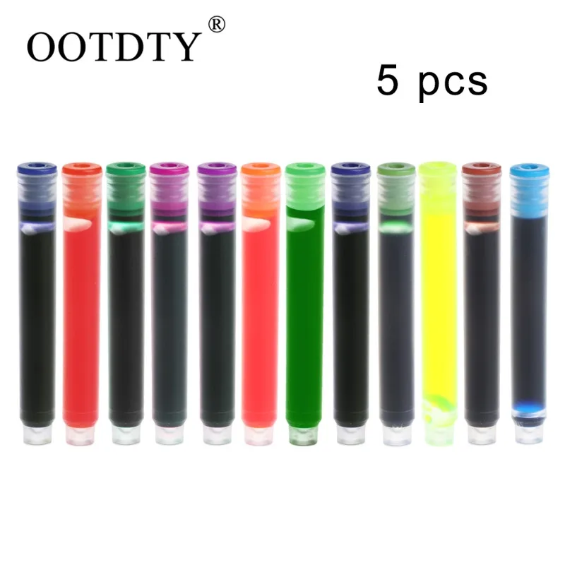 

5PCS/pack multicolor color Black Blue Universal Fountain Pen Ink Sac Cartridges Pen Refill Office Stationery