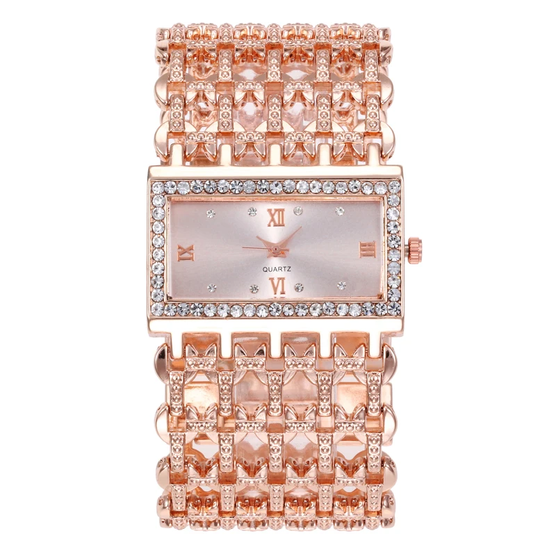 

New Brand Luxury Crystal Women Watch Full Steel Chain large Dial Ladies Watches Quartz Bracelet Wristwatches Relogio Feminino