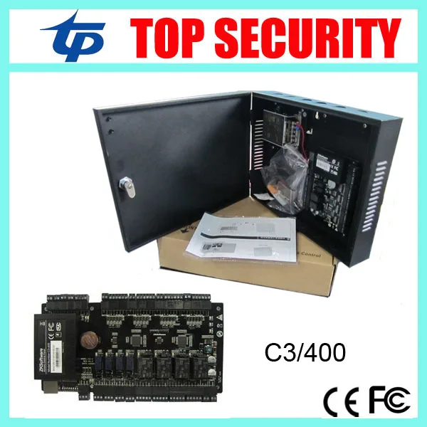 TCP/IP 4 doors access control panel access control board C3-400 door access control system with power supply and protect box