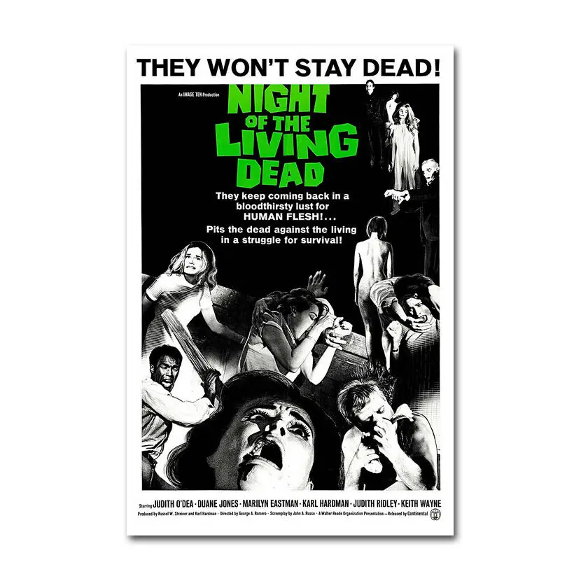 

Q2050 Posters and Prints Night of The Living Dead Classic Horror Movie 12x18 24x36 inch Art Poster Canvas Painting Home Decor