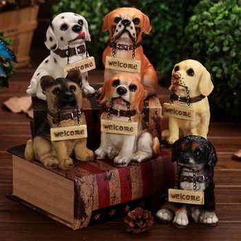 

Neoteric Various Pastoral Style Dog Resin Figurines Decor Desktop Furnishing Articles Holiday Art Crafts