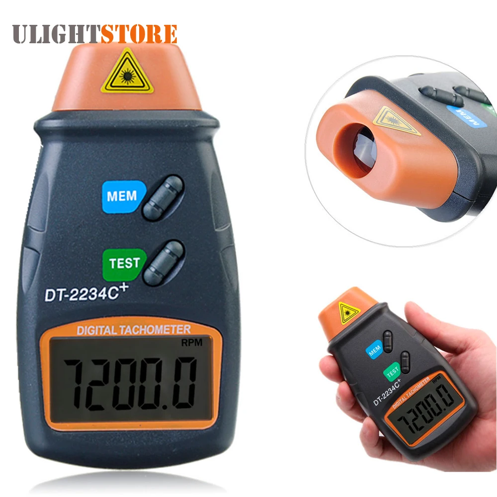 2.5 to 9999.9 RPM Digital Laser Photo Tachometer RPM Gauge Speed Meter