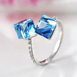 2018 новые высококачественные женские ювелирные изделия Симпатичные стерлингового серебра 925 Синий Кристалл Кольца для девочек модные