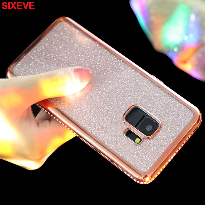 Luxury Plating Glitter Diamond Silicone Case For Samsung Galaxy S9 S8 Plus S7 Edge Note 9 8 Cell Phone Two in one Cover | Мобильные