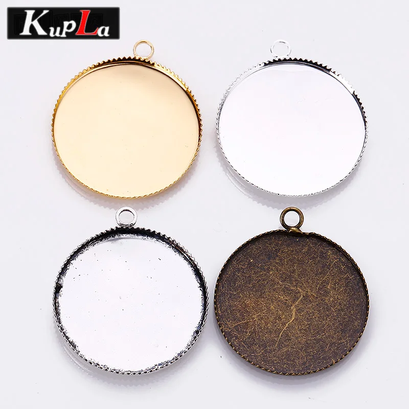 

25mm Round Pendant Cabochon Setting Base Silver Plated Metal Copper Trendy Jewelry Pendant Blanks 30pcs 7782