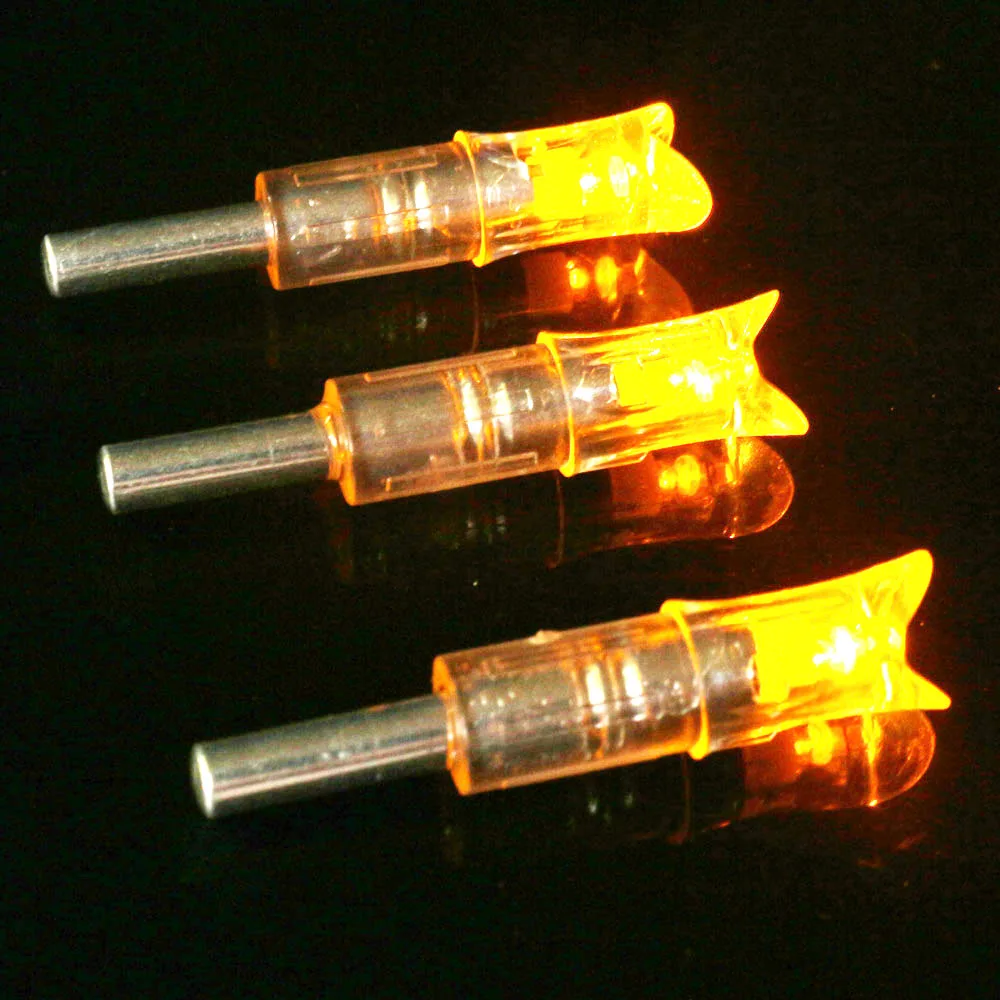 3, 6 штук в партии, автоматически освещенные Охотный арбалет с употреблением желтого зубчика-стрелка носовой тетива активированный Охотный арбалет с употреблением желтого зубчика-болтов Nock-Рогатка со светодиодом, материал-Nock для ID7.6mm вал стрелка