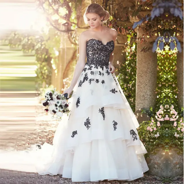 Black Lace Wedding Gown New Organza Sweetheart Dresses 2017 Black Lace Wedding Gown New Organza Sweetheart Dresses 2017 Court Train Bridal Dress Lique Marriage