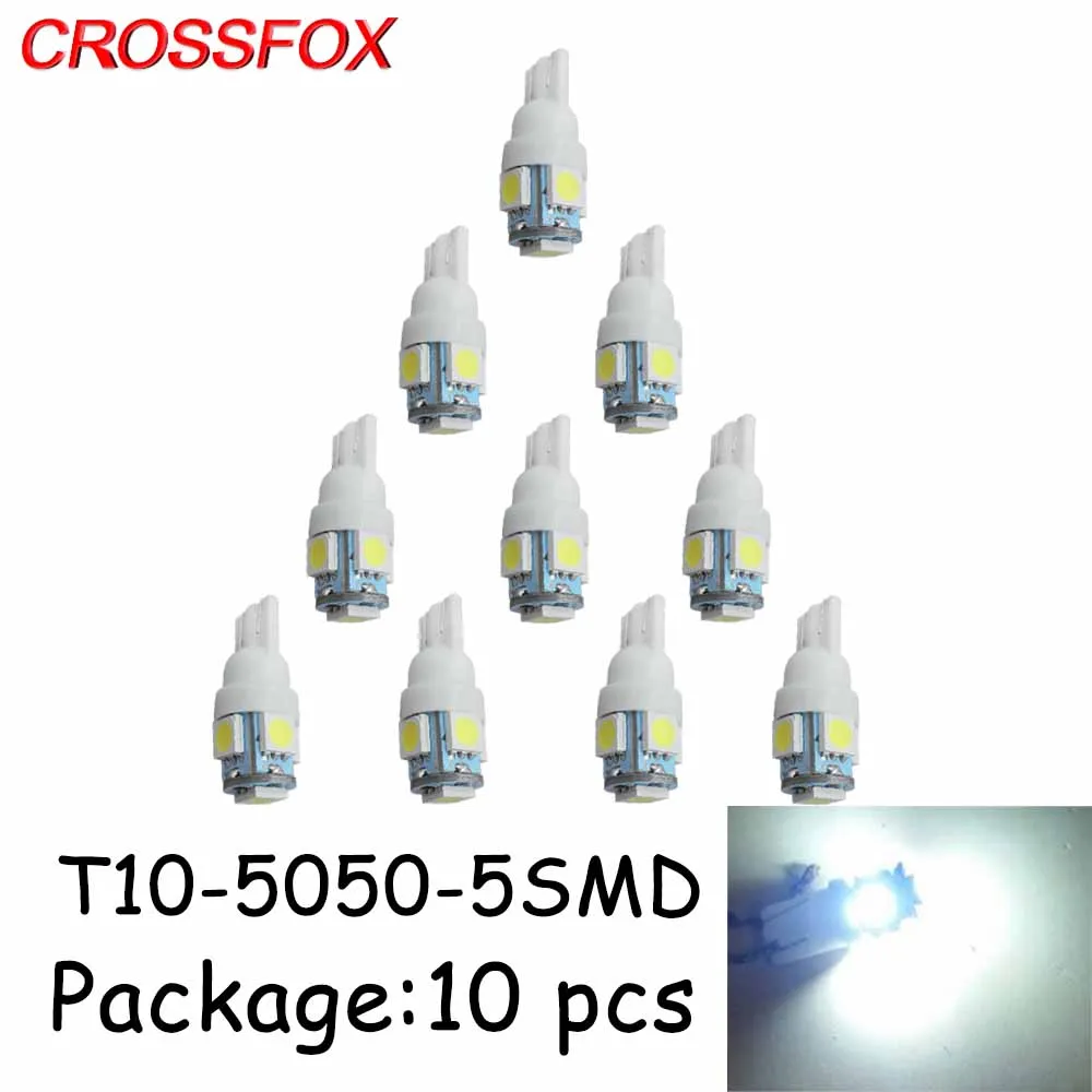 

CROSSFOX Car Styling W5W 194 T10 5SMD 5050 6000K Signal License Plate Dome Door Trunk Reading Lights Clearance Lamp 10Pcs