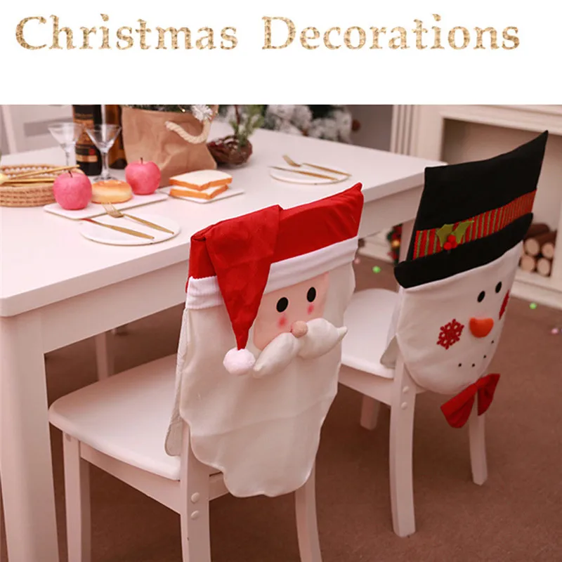 Christmas Party Santa Claus/Snowman Embroidered Chair Cover for