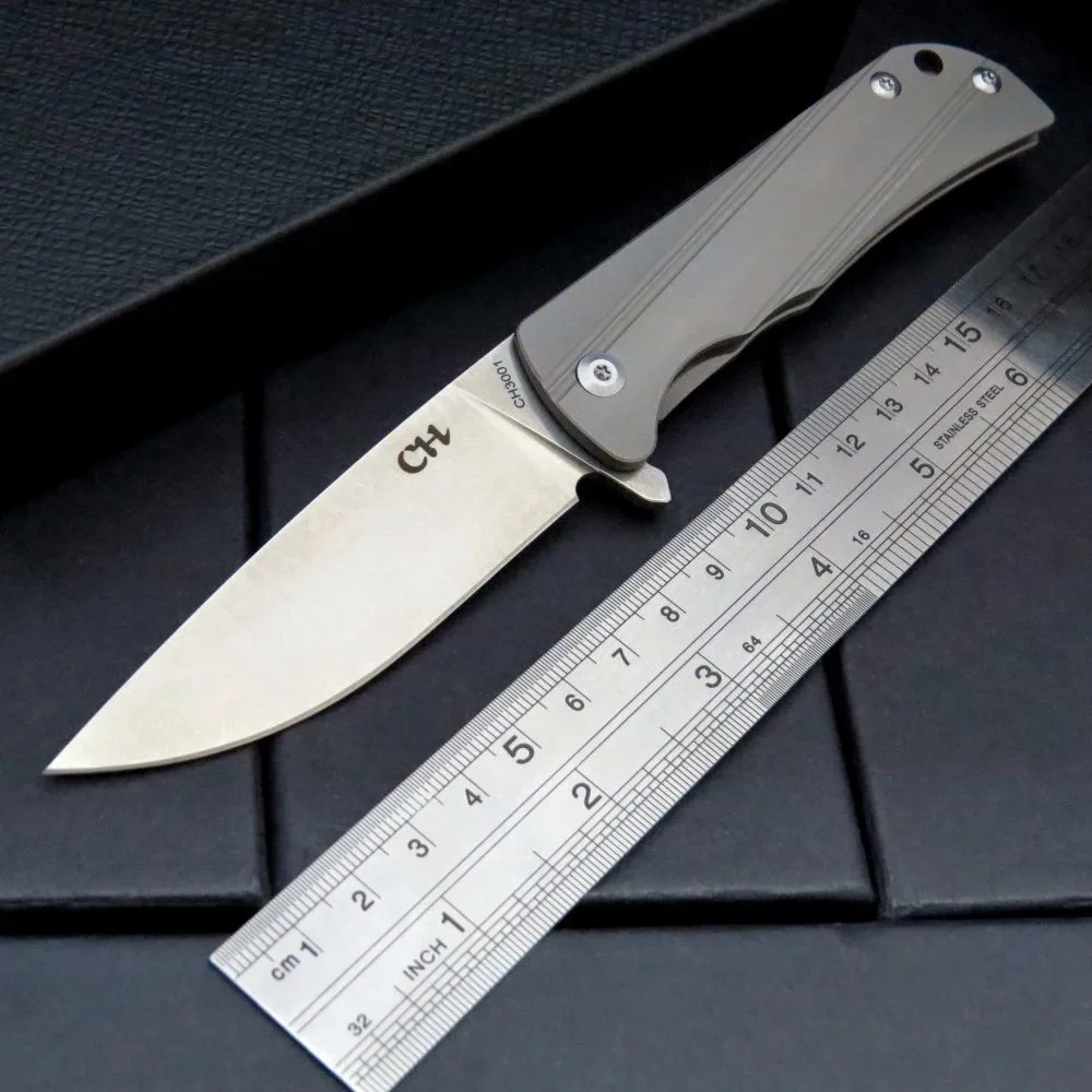 CH CH3001 AUS-8 лезвие с титановой ручкой, складной нож, тактический нож для выживания, инструмент для кемпинга, Универсальный Карманный Нож для повседневного использования - Цвет: Темно-серый