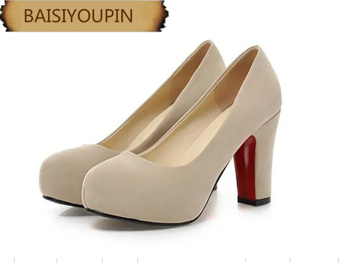 

2018 High Heel Round Head Waterproof Table Women's Shoes Commuter Shoes Women's Single Shoes Women's Shoescustom Size Code 32-43