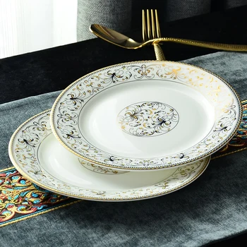 

8 inch, gold butterfly banding, fine bone china serving platter, white porcelain dishes, decorative plates for dinner