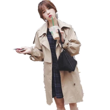 

Fashion Windbreaker Coats Long section 2019 New Spring Autumn Coat Women Trench Coats Korean Loose Casual Ladies Outerwear R130