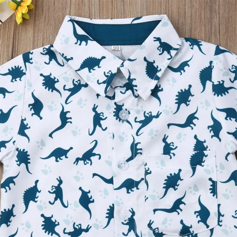 Pudcoco/ г. летняя детская одежда для маленьких мальчиков, футболка Топы с динозавром+ шорты, комплекты со штанами комплект одежды для джентльмена