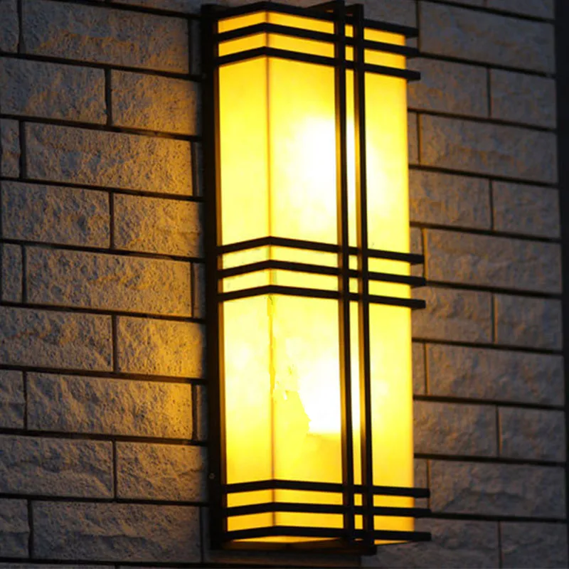 

Hotel hall Big vertical wall light fixtures Led garden lighting for Project stone shade E27 Iron Cafe shop outdoor Wall lamp