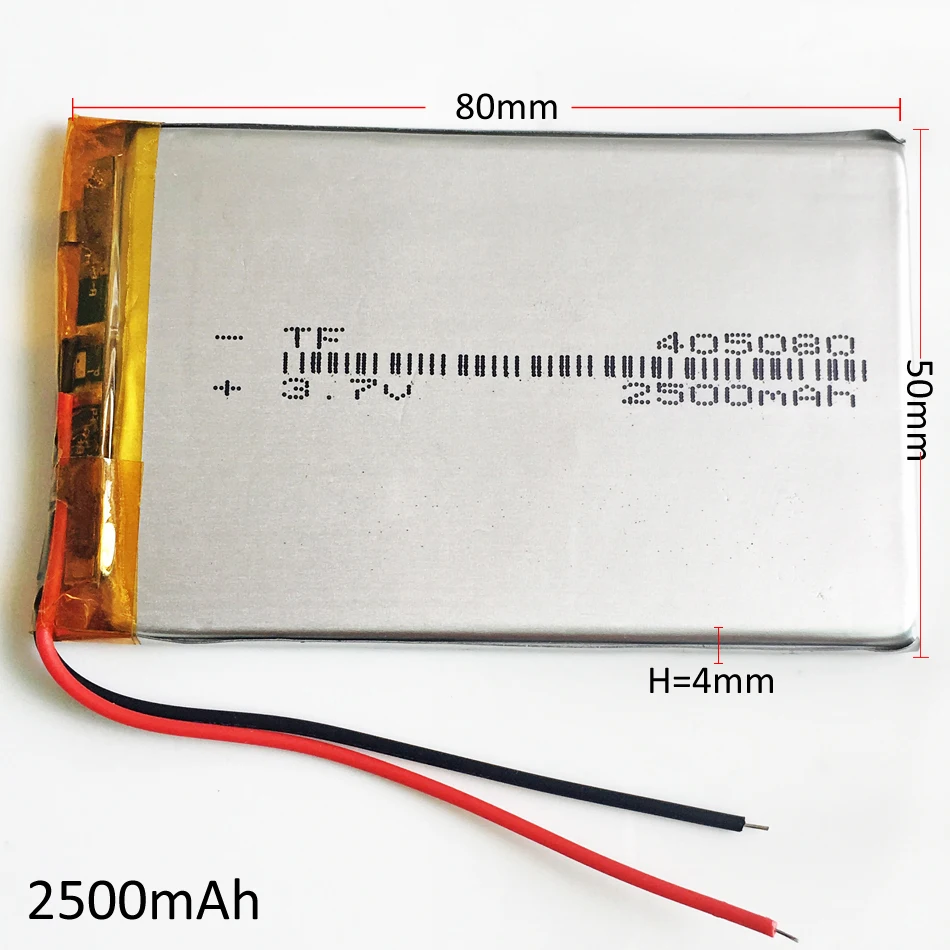 Литий полимерная аккумуляторная батарея 5x3 7 в 2500 мАч 405080 для GPS DVD PDA PAD power bank