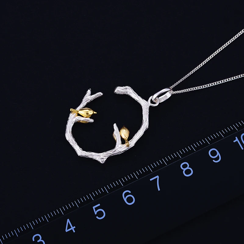Pendant Necklace Silver Pendant Silver Necklace Charms Lotus Fun Real 925 Sterling Silver Natural Original Fine Jewelry 18K Gold Bird on Branch Pendant without Necklace for Women Gift