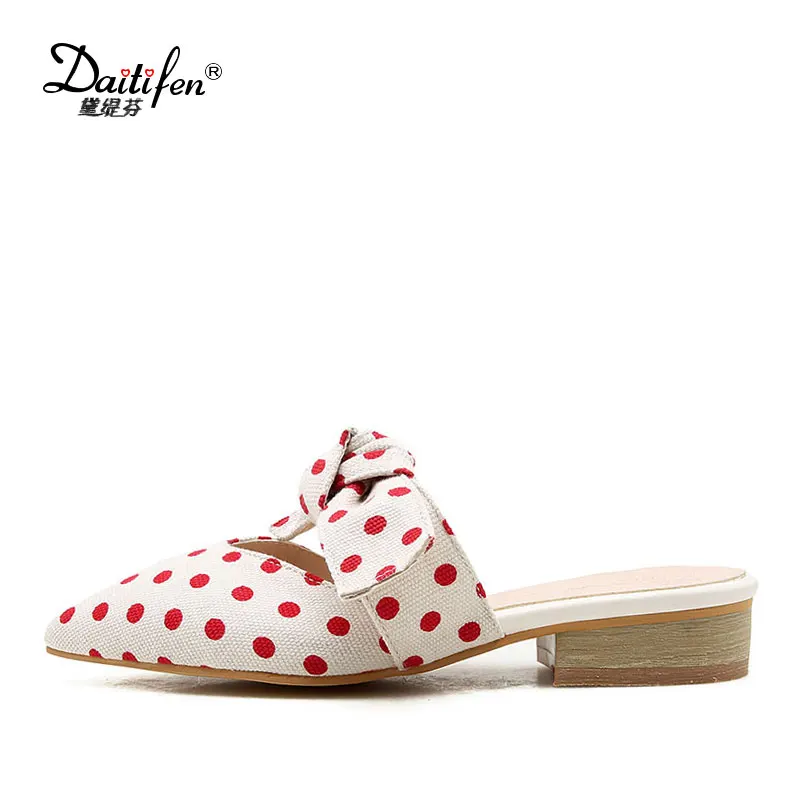 ladies polka dot slippers