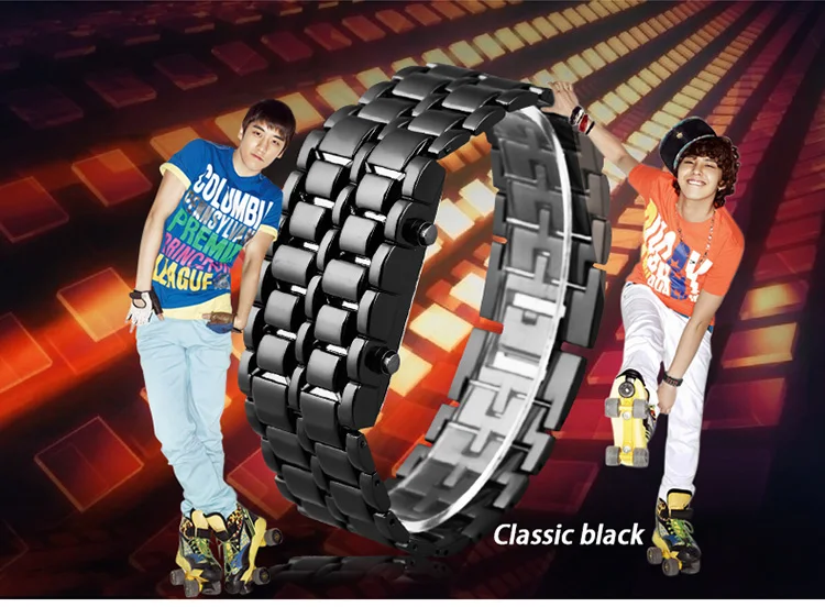 Лучший бренд класса люкс Aidis Модный высококачественный браслет мужские часы для мужчин и женщин Лава Железный Самурай Металлический светодиодный Безликий цифровой наручные часы