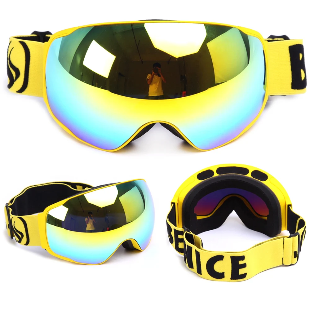 

BENICE UV Protection Ski Goggles Adult Skiing Snowboard Skating Goggles Anti-fog Wide Spherical PC Lens Anti-slip Strap Helmet
