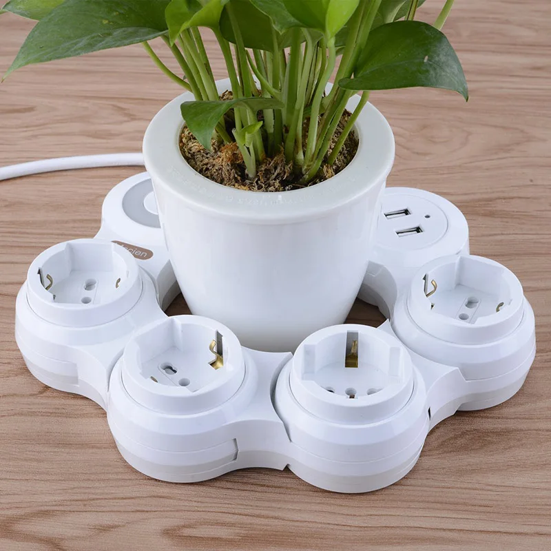Удлинитель с USB 4 выходами 2 usb порта (5 В/2 1 а) гибкая Поворотная защита розетки от
