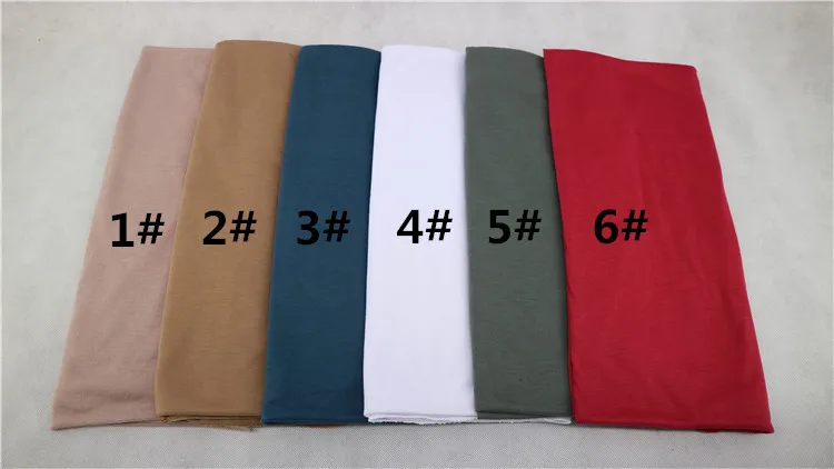 Лидер продаж однотонное Джерси хиджаб шарф платок 180*85 см женский шарф из полиэстера эластичные однотонные Цвет