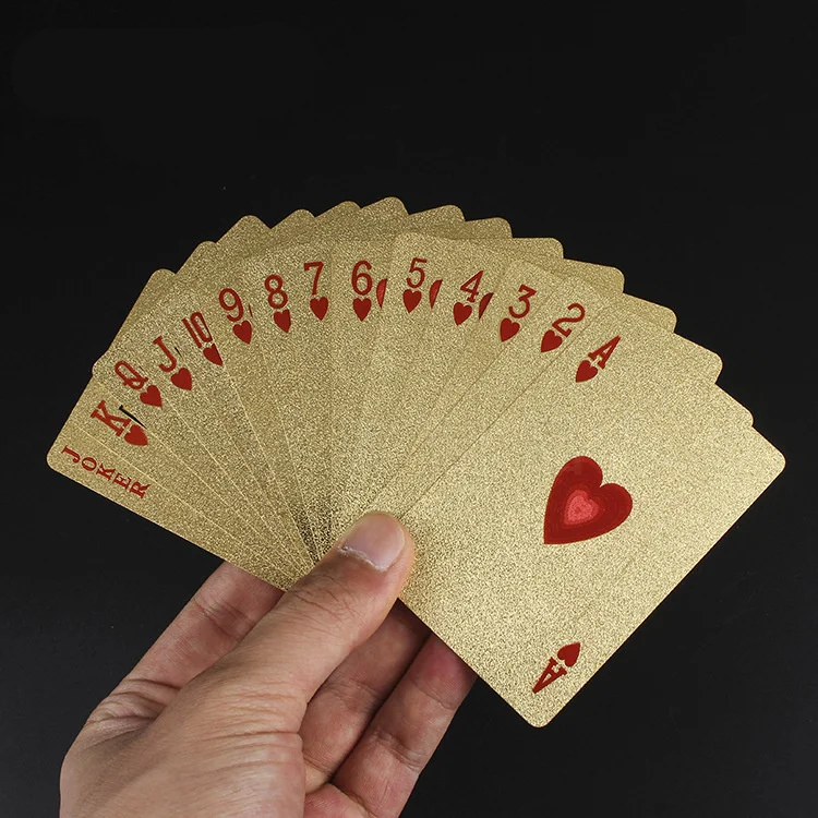 Beste Een Deck Goudfolie Poker Euro Stijl Plastic Poker Speelkaarten Waterdicht Kaarten Goede Prijs Gokken Board game