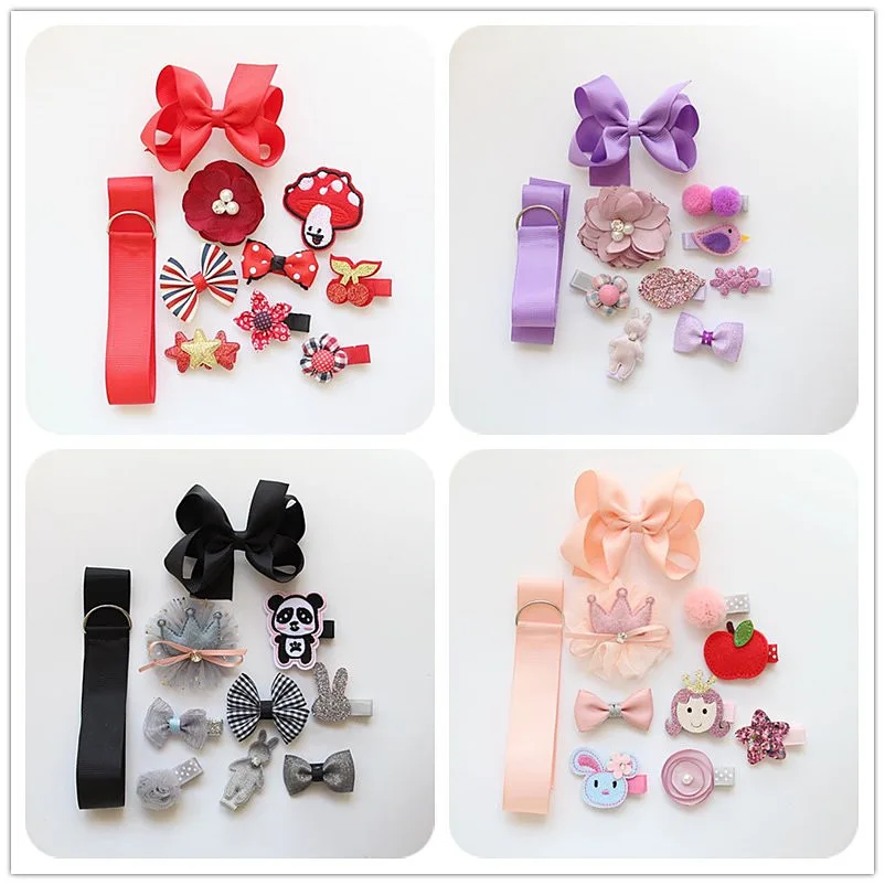 

10pcs Baby Infants Hairpins Sets Girls Cute Bow Hairgrips School Children Lovely Headwear Toddler Newborn Gifts Hair Accessories