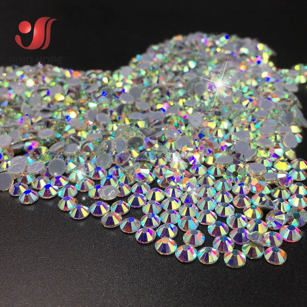 

1440pcs Crystal AB Glitter ON Hotfix FlatBack Rhinestones White Clear Strass Stones Nail Art Sewing Fabric Decoration DIY