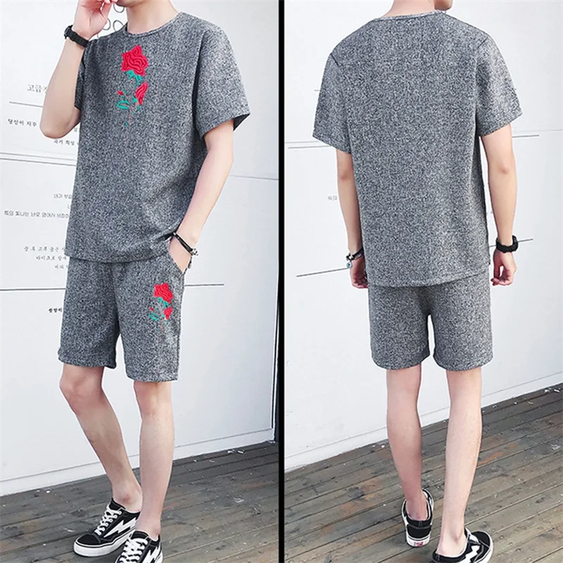 2018 New brand men sets Floral Rose printed men's tracksuit male sweatsuit sweat sporting suits t-shirt and shorts plus size 3xl 2018 New brand men sets Floral Rose printed men's tracksuit male sweatsuit sweat sporting suits t-shirt and shorts plus size 3xl