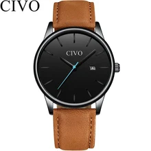 CIVO Fashion Mens Watches Top Brand Luxury Waterproof Minimalist font b Slim b font Leather Strap