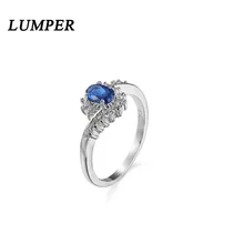 LUMPER свадебное кольцо Королевский Голубой Кристалл циркониевое кольцо обручальное кольцо женская пара инкрустированный синий