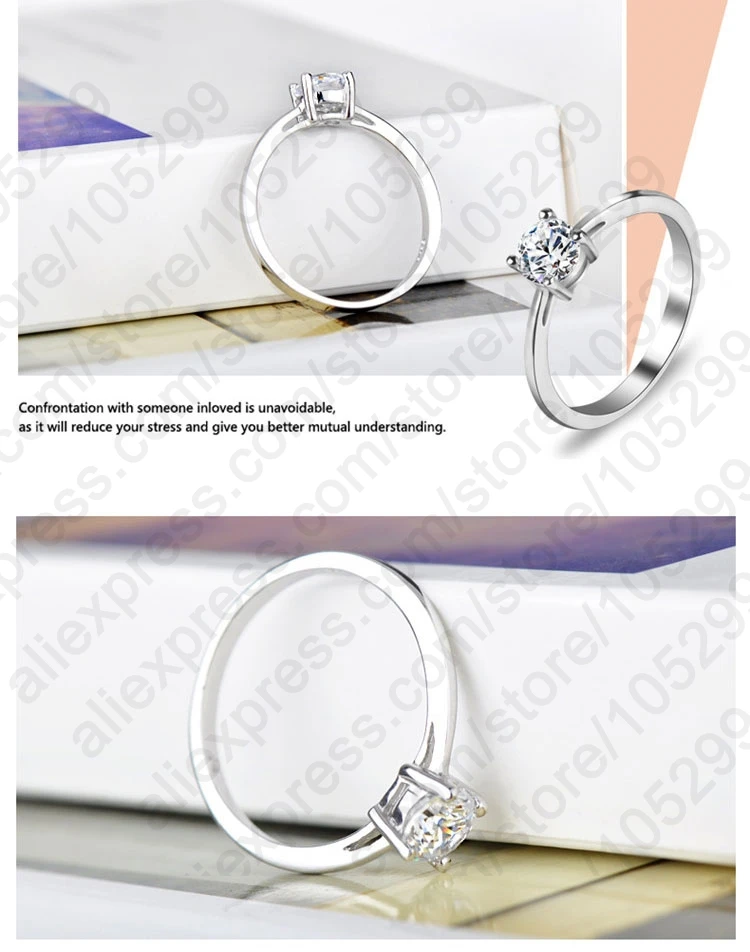Женская мода 925 серлинг серебряные ювелирные кольца для свадьбы/помолвки Большая распродажа кольца на палец 4 зубца кубический цирконий