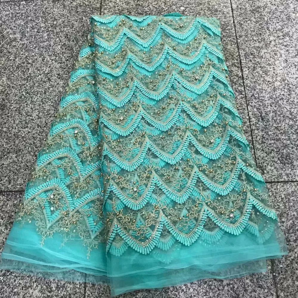 

New Designs African French Lace Fabric High Quality Nigeria French Net Lace 2018 With Stones and Beaded For Women