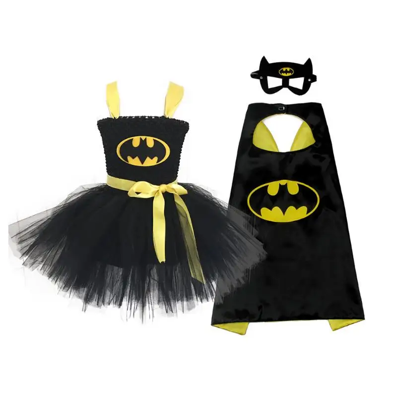 Ограниченное по времени предложение, платье-пачка в стиле супергероев для девочек, костюм Чудо-женщины, Бэтмена, Супермена, реквизит для фотосессии, Birthday2-10y на Хэллоуин - Цвет: Черный