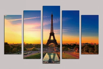 

High quality Oil Painting on Canvas 5pcs about "Tower vision" Modern style wall pictures cafe bar kids room wall decor RM5-058